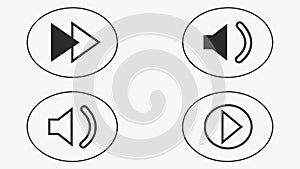 Audio Video Player Controls, UI Interface Icons, vector design Generative AI