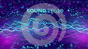 Audio wave abstract vector background. Sound data voice flow. Artificial intelligence vector background