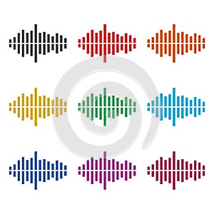 Audio wave icon or logo, Modern Sound Wave, color set