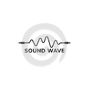 Sound Wave Logo Design Template, Cable Jack Logo Concept, Black and White