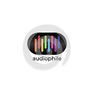 Audio Wave Spectrum Capsule Visual Logo, Rounded Spectrum Bar Design Vector,Audio Logo Template