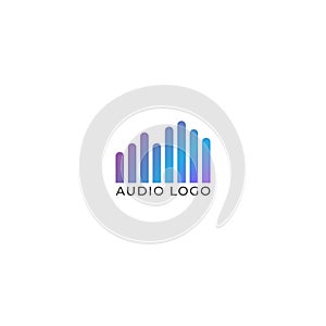 Audio Wave Spectrum Visual Logo, Rounded Spectrum Bar Design Vector,Audio Logo Template
