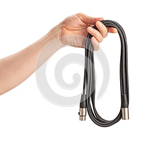 audio xlr cable in hand path isolated