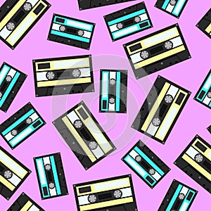 Audiocassette seamless pattern