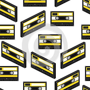 Audiocassette seamless pattern. Vector Illustration
