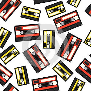 Audiocassette seamless pattern. Vector Illustration