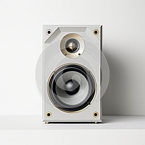 Simplistic White Background Speaker With Trompe-l'oeil Effect