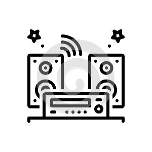 Black line icon for Audios, sound and music