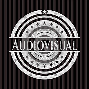 Audiovisual silvery emblem. Vector Illustration. Mosaic