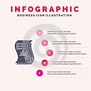 Audit, Analytics, Business, Data, Marketing, Paper, Report Solid Icon Infographics 5 Steps Presentation Background