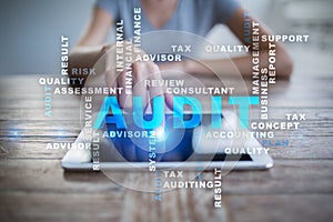 Audit business concept. Auditor. Compliance. Words cloud.