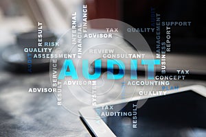Audit business concept. Auditor. Compliance. Words cloud.
