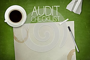 Audit checklist concept on blackboard with empty