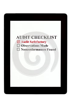 Audit Checklist on Digital Tablet