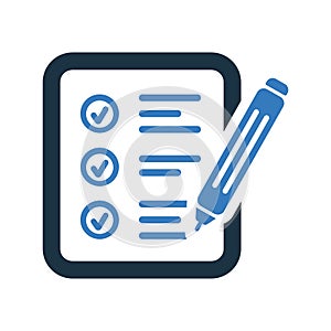 Audit, exam, survey report icon, contract sign