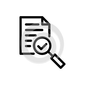 Audit icon vector magnifying glass like check assess. verify service critique process, scrutiny plan for graphic design, logo, web photo