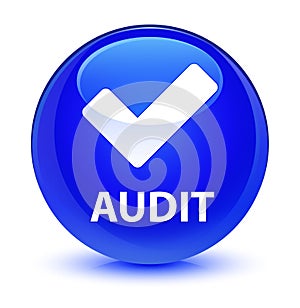 Audit (validate icon) glassy blue round button