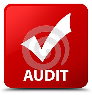 Audit (validate icon) red square button photo