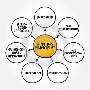 Auditing principles mind map text concept for presentations and reports
