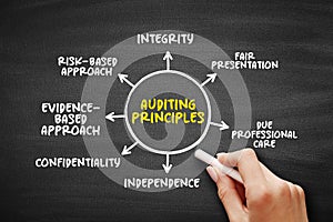 Auditing principles mind map text concept for presentations and reports