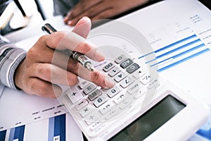 Auditor or internal revenue service staff, Business women checking annual financial statements of company. Audit Concept