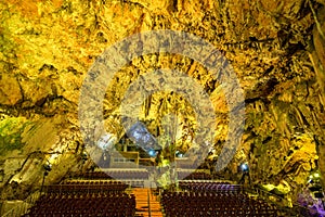 Auditorium inside St. Michael`s Cave in Gibraltar