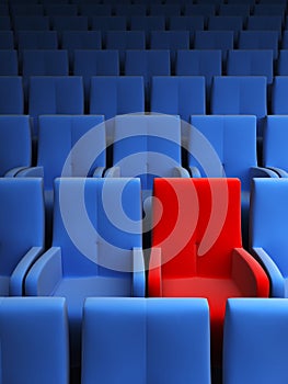 Auditorium with one red seat