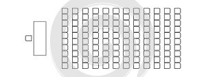 Auditorium seating plan top view. Schema of seats in classroom, lectorium, meeting, conference, training, seminar