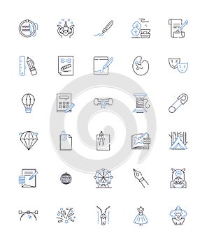 Auditory arts line icons collection. Soundscapes, Music, Sonic, Aural, Audiovisual, Noise, Sensory vector and linear