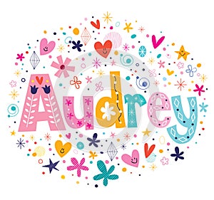 Audrey female name decorative lettering type design photo
