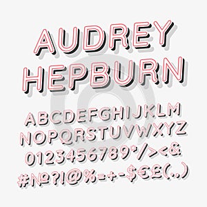Audrey Hepburn vintage 3d vector alphabet set photo