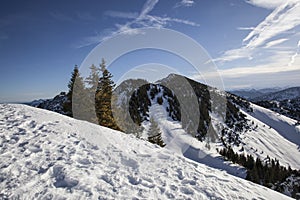 Auerspitze mountain in wintertime, Bavaria, Germany