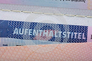 Aufenthaltstitel Text On Passport
