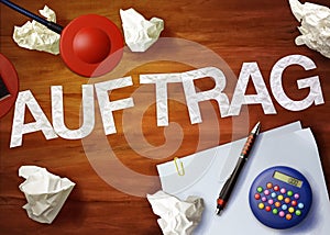 Auftrag desktop memo calculator office think organize