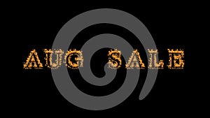 Aug Sale fire text effect black background