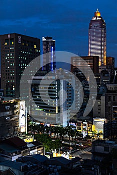 Taipei city night view from Ximen,Taipei city, Taiwan, Aug 20, 2019