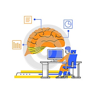 Gehirn künstlich Intelligenz denken interaktiv ein Ingenieur programmierung Schreibtisch Automatisierung Ton illustrationen 