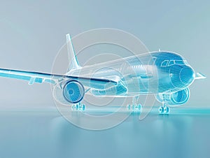 Augmented Reality Airplane Jet Engine Simulation. Advanced Industry Research and Development. Airplane visualization