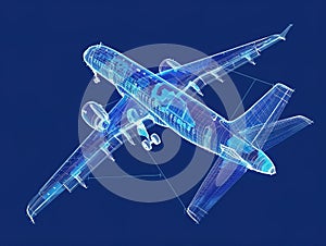 Augmented Reality Airplane Jet Engine Simulation. Advanced Industry Research and Development. Airplane visualization