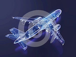 Augmented Reality Airplane Jet Engine Simulation. Advanced Industry Research and Development. Airplane visualization