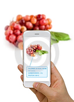 Augmented Reality or AR App Showing Nutrition Information of Foo