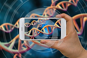 Augmented Reality or AR Technology of DNA, Chromosome, Gene, Ana