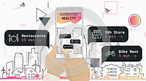Augmented reality city tourism mobile app concept