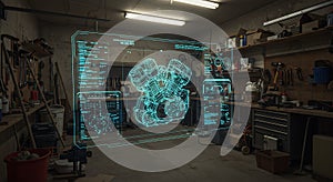 Augmented reality engine blueprint in a garage