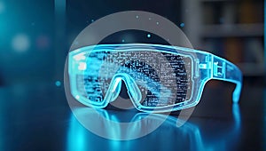 Augmented reality glasses with a digital interface overlay, symbolizing immersive tech and the evolution of innovation in wearable