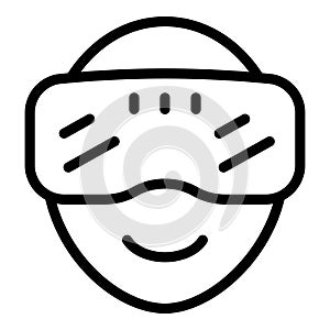 Augmented reality headgear icon outline vector. Virtual world visor