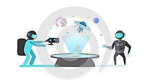 Augmented reality interaction, smart tech user, vector design Generative AI