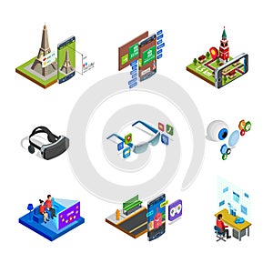 Augmented Reality Isometric Icons Set