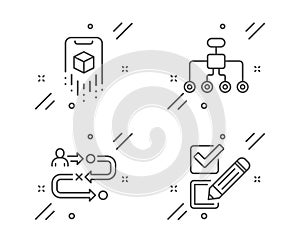 Augmented reality, Journey path and Restructuring icons set. Checkbox sign. Vector