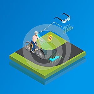 Augmented Reality Navigation Gadget Isometric Poster